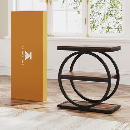 Tribesigns Industrial Narrow End Table With Three Storage Shelves