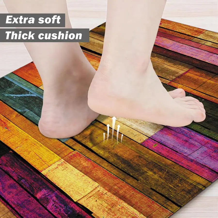 Mats for Floor Colorful kitchen rugs Cool Wooden Abstract Anti Fatigue Kitchen Mats Waterproof Floor Mats Cushioned NonSkid Stan