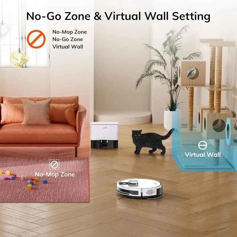Furniture.A12 Pro Robot Vacuum and Mop Combo, Self Emptying Station for 60 Days, LiDAR Navigation,  Mapping, No-Go Zones sofa