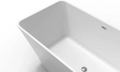 Freestanding Bathtub 59 inch Acrylic Soaking Tub with Chrome Drain, Compact Oval Bath for Bathroom Upgrade and Relaxing Home Spa