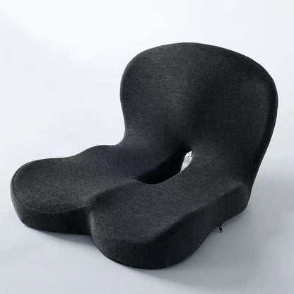 Contoured Ergonomic Lumbar Back Support Seat Cushion with Washable Cover Soft Pressure Relief Chair Pad for Office Workers Long Time Sitting Comfort