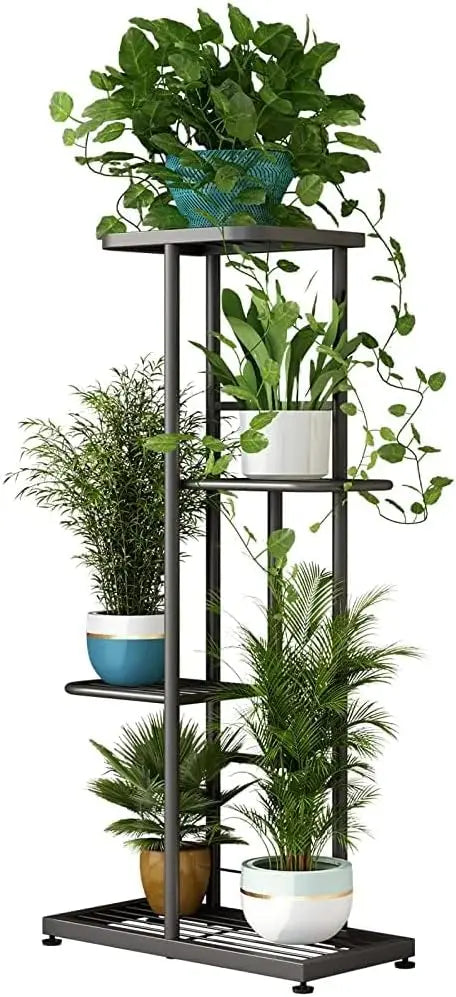 4-Tier Metal Plant Stand for Indoor Outdoor Use, Corner Shelf for Garden Balcony Living Room Patio