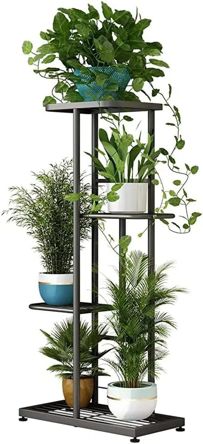 4-Tier Metal Plant Stand for Indoor Outdoor Use, Corner Shelf for Garden Balcony Living Room Patio