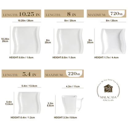 MALACASA Flora Porcelain Dinnerware Set For Everyday Use
