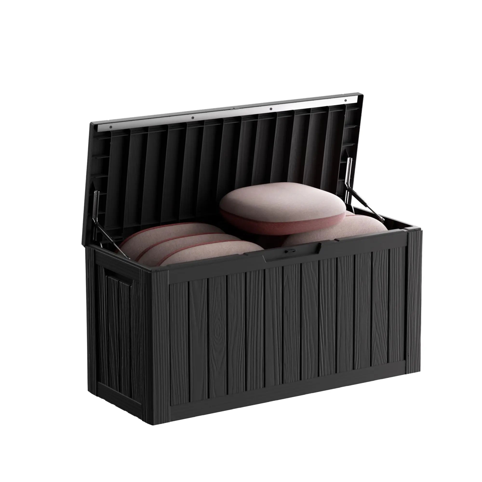 320 Gallon Waterproof Outdoor Storage Box, UV Resistant Resin Deck Box with Hydraulic Rod for Reinforced Stability, Perfect=