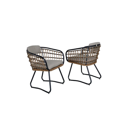 Outdoor Wicker Dining Chairs Set of 2, Patio Dining Chairs with Cushions, Rattan Dining Armchairs for Lawn, Garden, Poolside, Backyard, Porch, Beige    RR