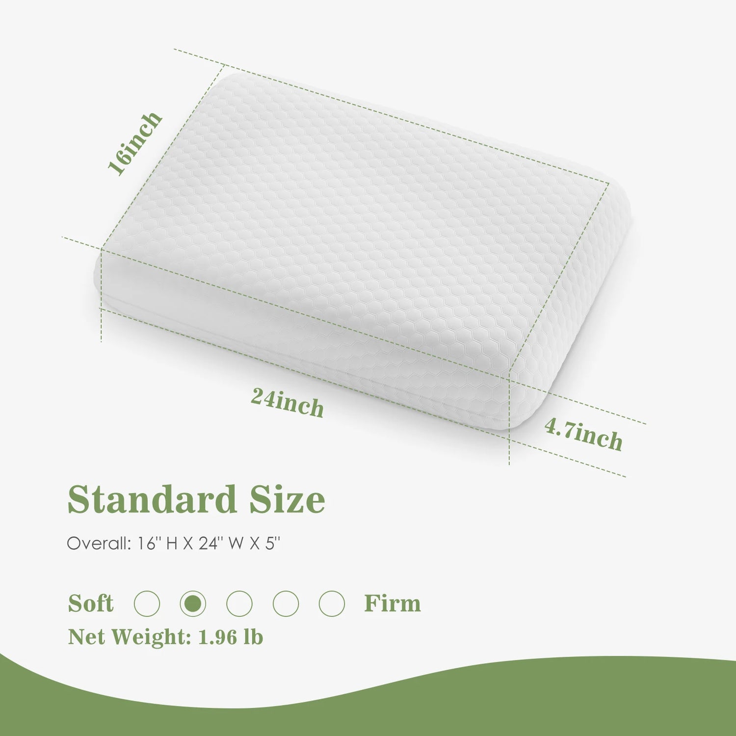 JHK 2-pieces Memory Foam Pillows Standard Size Neck Pillow Ventilated Cooling Bed Pillow with Removable Washable Cover Comfort
