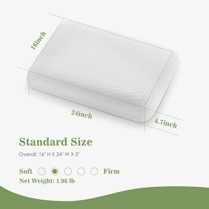 JHK 2-pieces Memory Foam Pillows Standard Size Neck Pillow Ventilated Cooling Bed Pillow with Removable Washable Cover Comfort