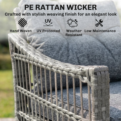 3 Pieces Pe Rattan Rocking Chair Set for Outdoor, Grey