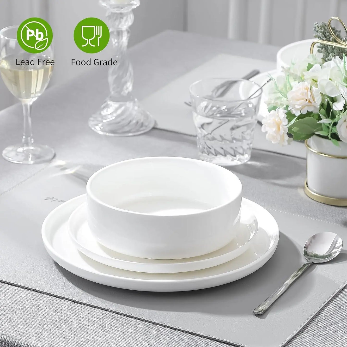 12-Piece Porcelain Dinnerware Set for 4 Microwave and Dishwasher Safe