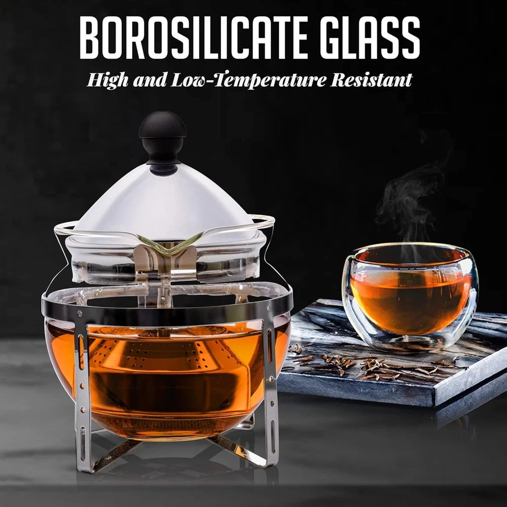 Glass Teapot with Removable Infuser BPA Free Borosilicate Thermal Shock Resistant Non Drip Spout Easy Cleanup Freezer Safe Ideal