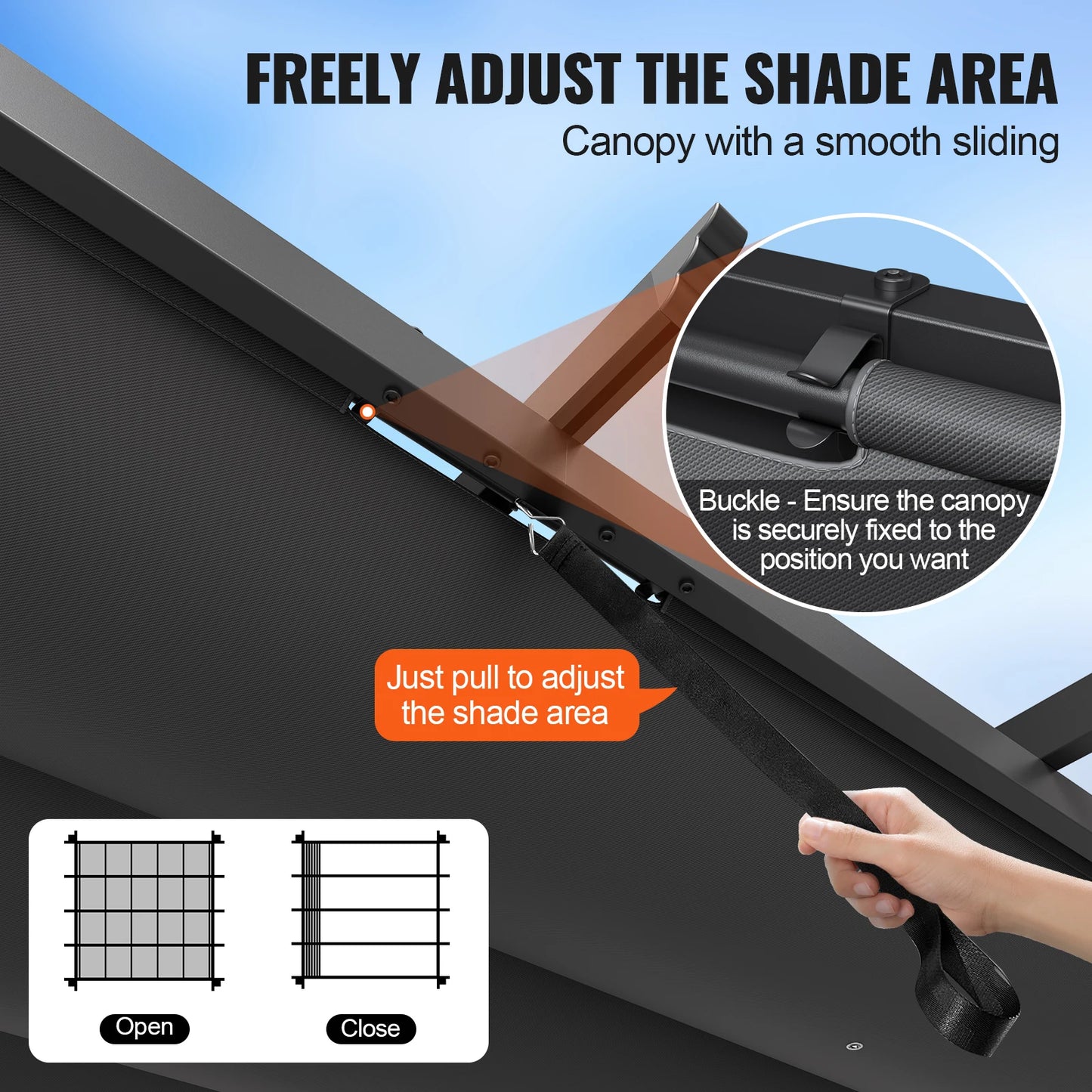 VEVOR Aluminum Outdoor Retractable Pergola With Canopy