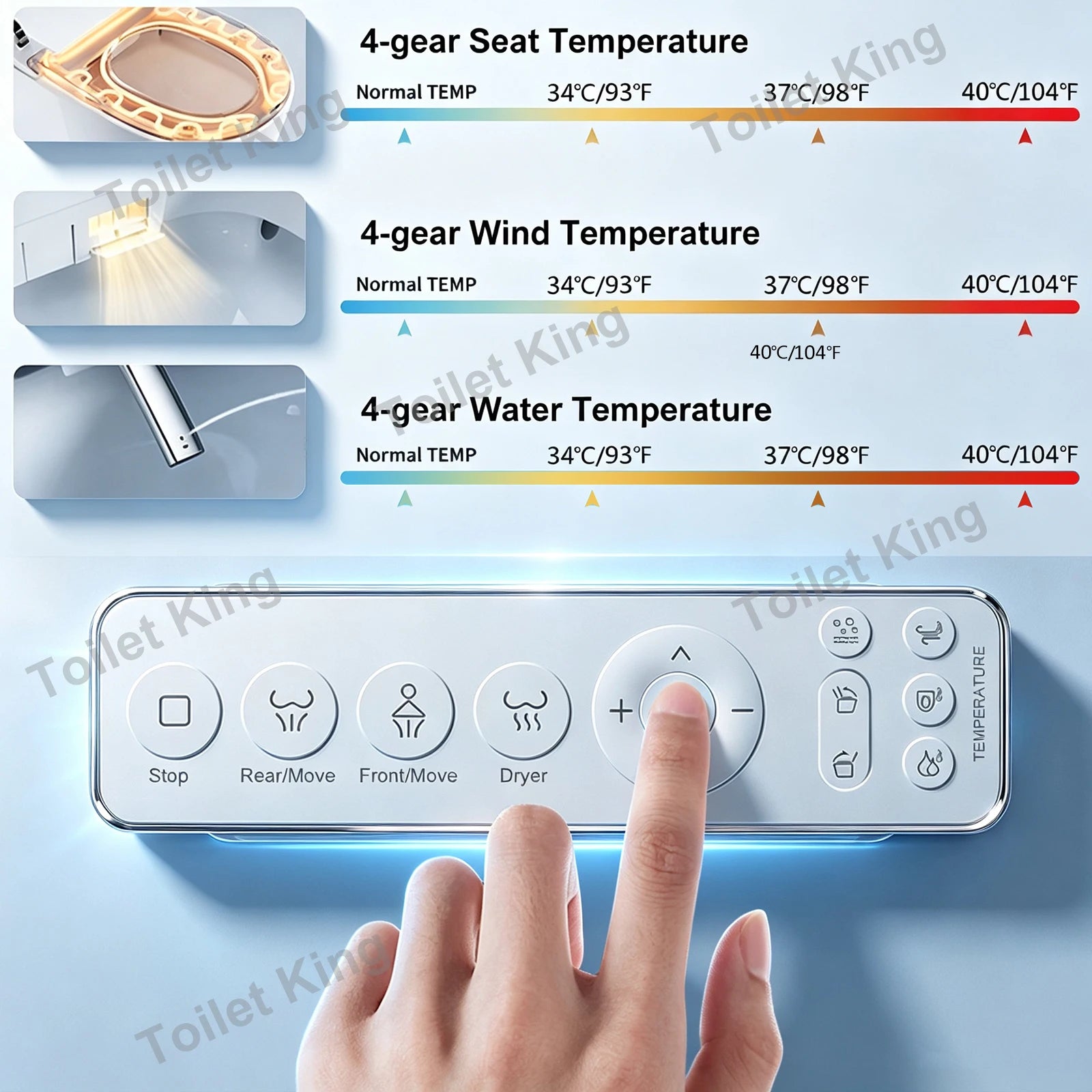Smart Toilet with Built-in Bidet, AUTO Open/Close, Warm Water Sprayer, AUTO Dual Flush, Heated Bidet Toilet Seat for Bathrooms