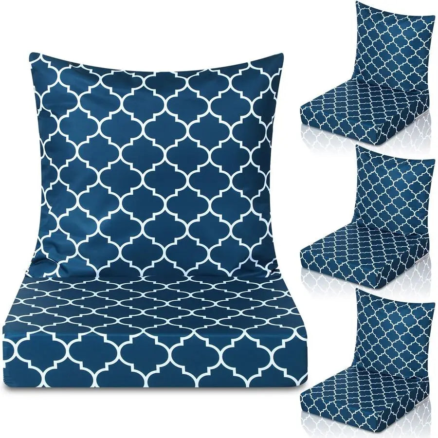 4 Set Outdoor Chair Patio Cushions Deep Seat Waterproof Chair Cushions 20 x 20 Inch for Patio Furniture Set Replacement Removab
