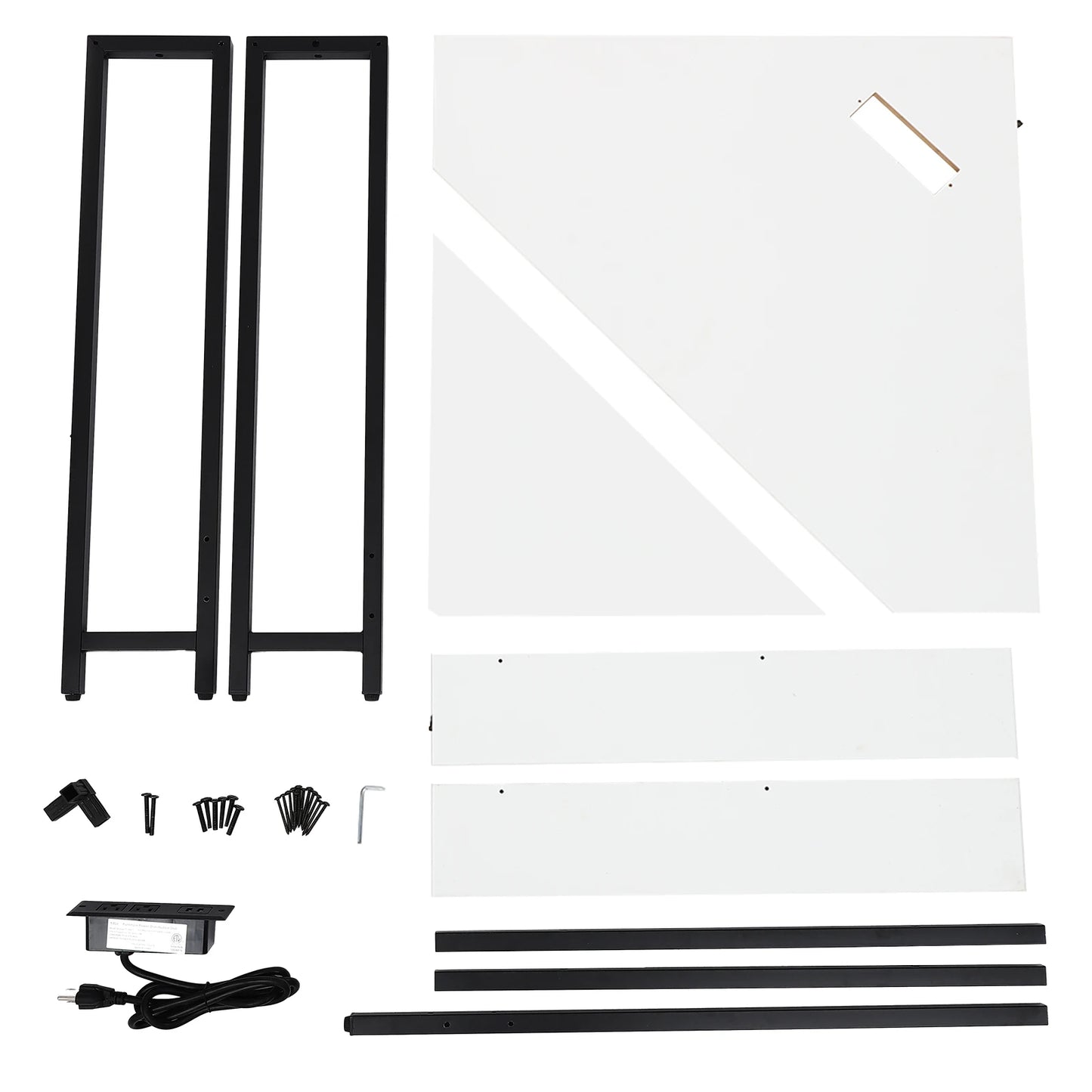 Small Corner Desk with Outlet Corner Table for Small Space Industrial Computer Desk w/USB Ports Triangle Desk for Home Office