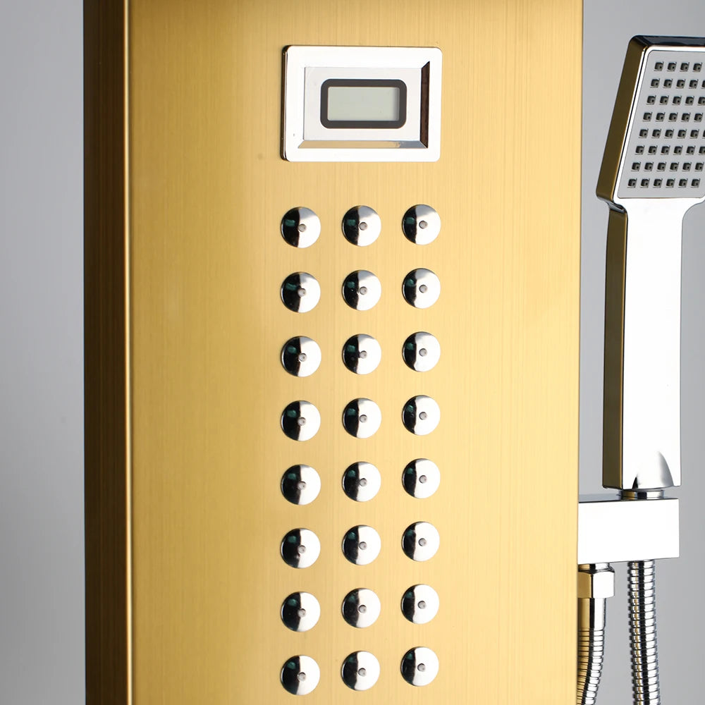 KEMAIDI Multifunctional Shower Panel Tower with Rainfall Waterfall Bathroom Shower Column Bath Shower Systerm W/ Massage Jets