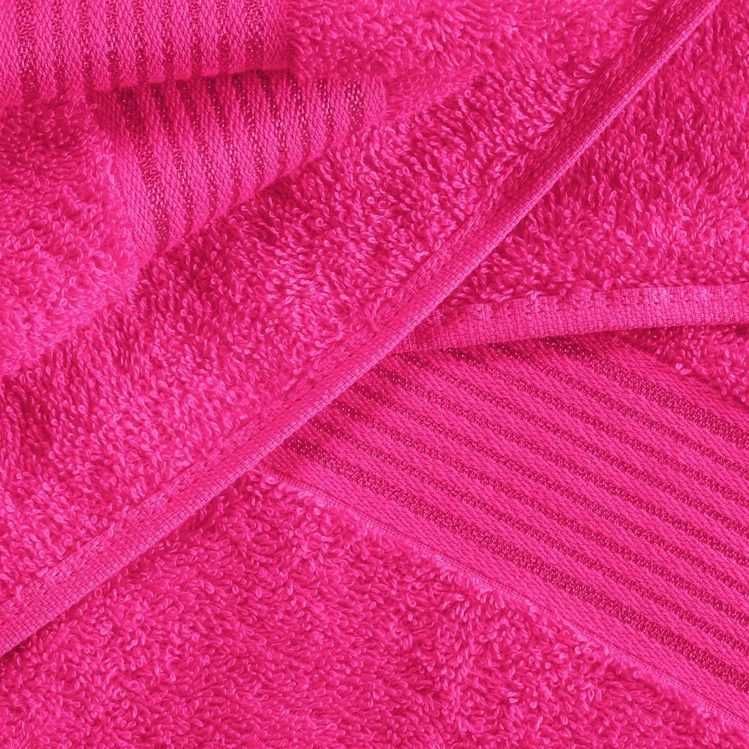 Ultra Soft 6-Pack Cotton Towel Set: 2 Bath, 2 Hand, 2 Wash Cloths - Hot Pink