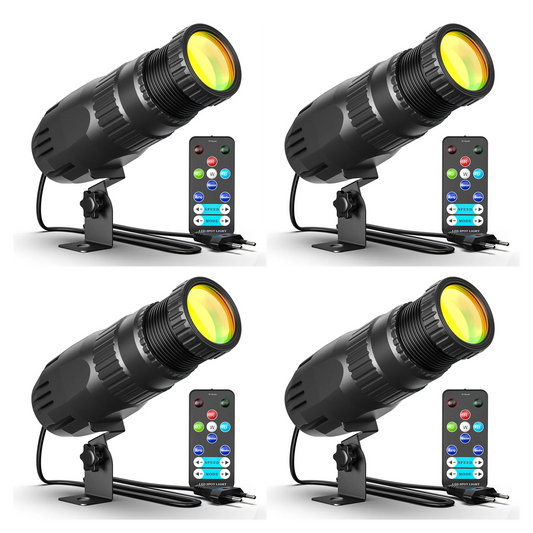 Yiflamefly 4Pcs 10W LED Pinspot Stage Light RGBW Manual Focus Mini Pinspot Light For DJ Disco Wedding Party Bar Club Show