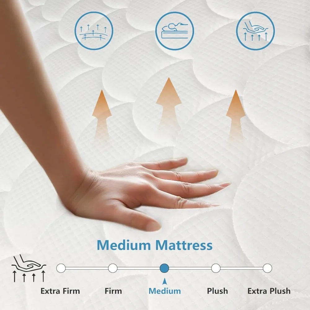 California King Mattress 12 Inch, Medium Firm Hybrid Mattress with Cooling Gel Memory Foam, Independent Spring for Motion Isolat