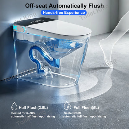 Smart Toilet with Built-in Bidet, AUTO Open/Close, Warm Water Sprayer, AUTO Dual Flush, Heated Bidet Toilet Seat for Bathrooms