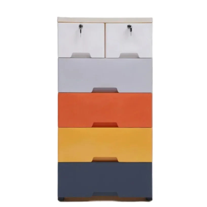 5-Tier Dresser Drawer Multi-Usage W/ Two Locks Bedroom Plastic Clothes Cupboard