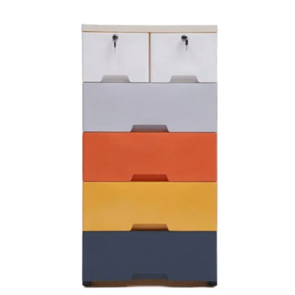 5-Tier Dresser Drawer Multi-Usage W/ Two Locks Bedroom Plastic Clothes Cupboard