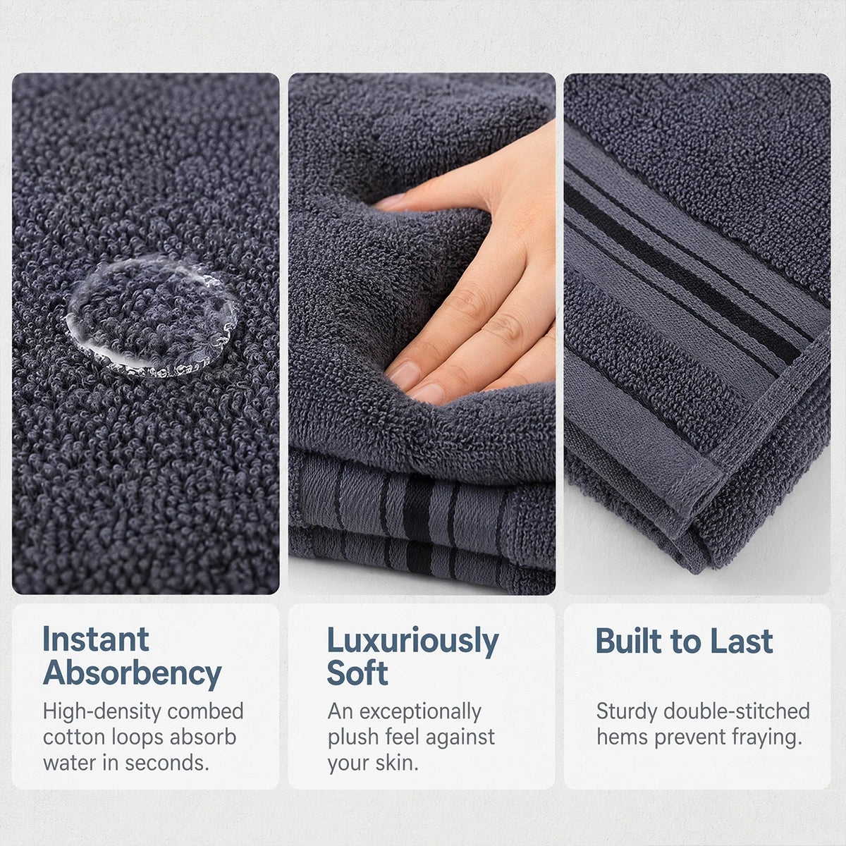 8 Piece Luxury Towel Set – Majestic Plush, Super Absorbent &amp; Quicker-to-Dry, Thick 100% Ring Spun Cotton Towels for Bathroom, Spa &amp; Hotel – 2 Bath, 2 Hand, 4 Washcloths