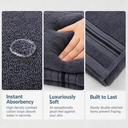 8 Piece Luxury Towel Set – Majestic Plush, Super Absorbent &amp; Quicker-to-Dry, Thick 100% Ring Spun Cotton Towels for Bathroom, Spa &amp; Hotel – 2 Bath, 2 Hand, 4 Washcloths