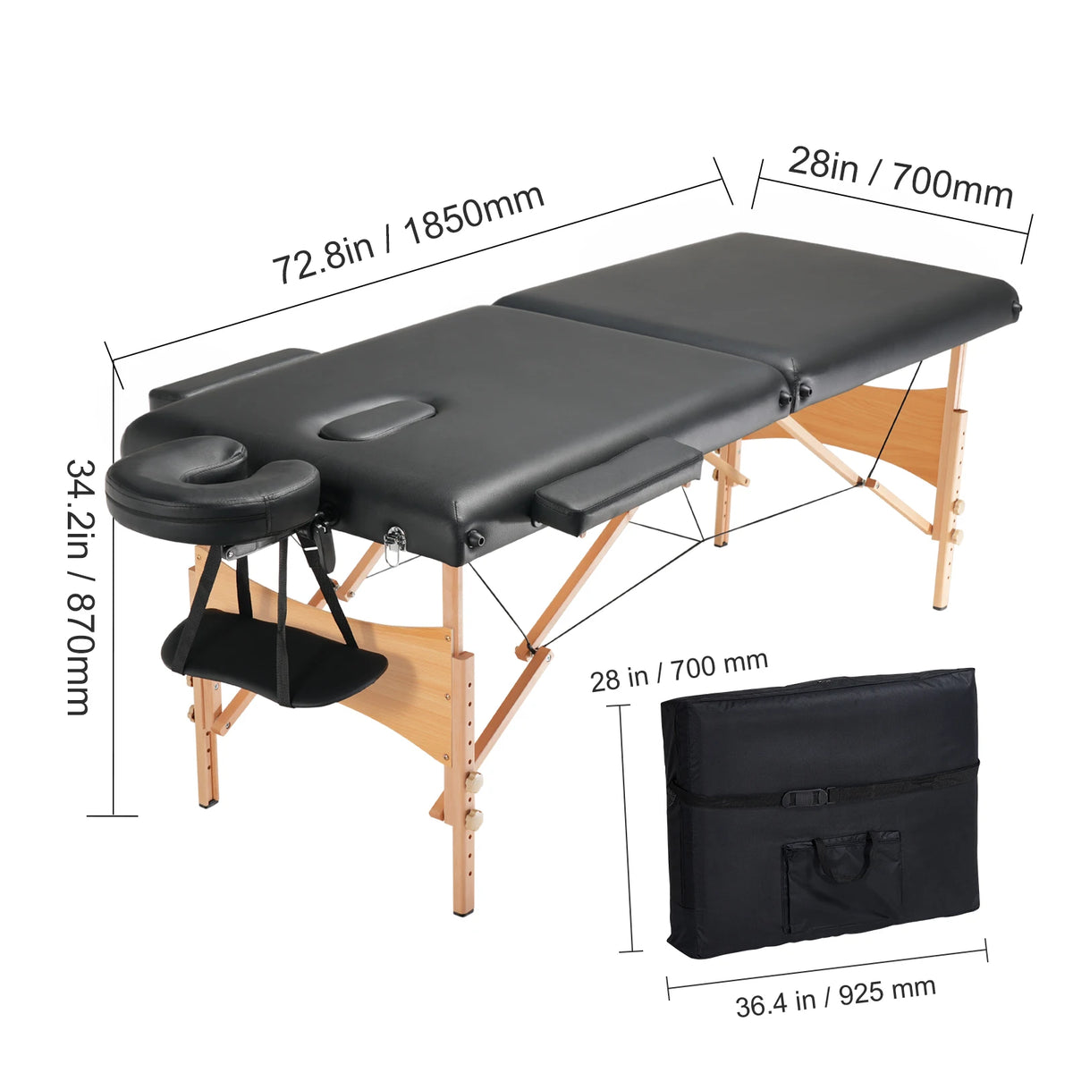 SucceBuy Portable Folding Massage Table for Spa Salon Therapy
