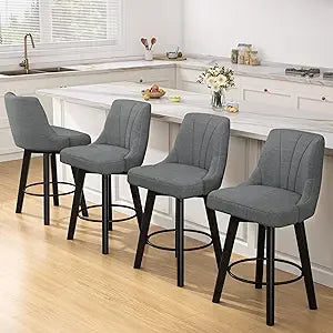 Counter Height Swivel Bar Stool Set of 4 with Back
