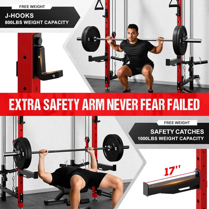 WM3-V4 Folding Squat Rack, Wall Mounted Power Rack with Dual Independent Pulley System