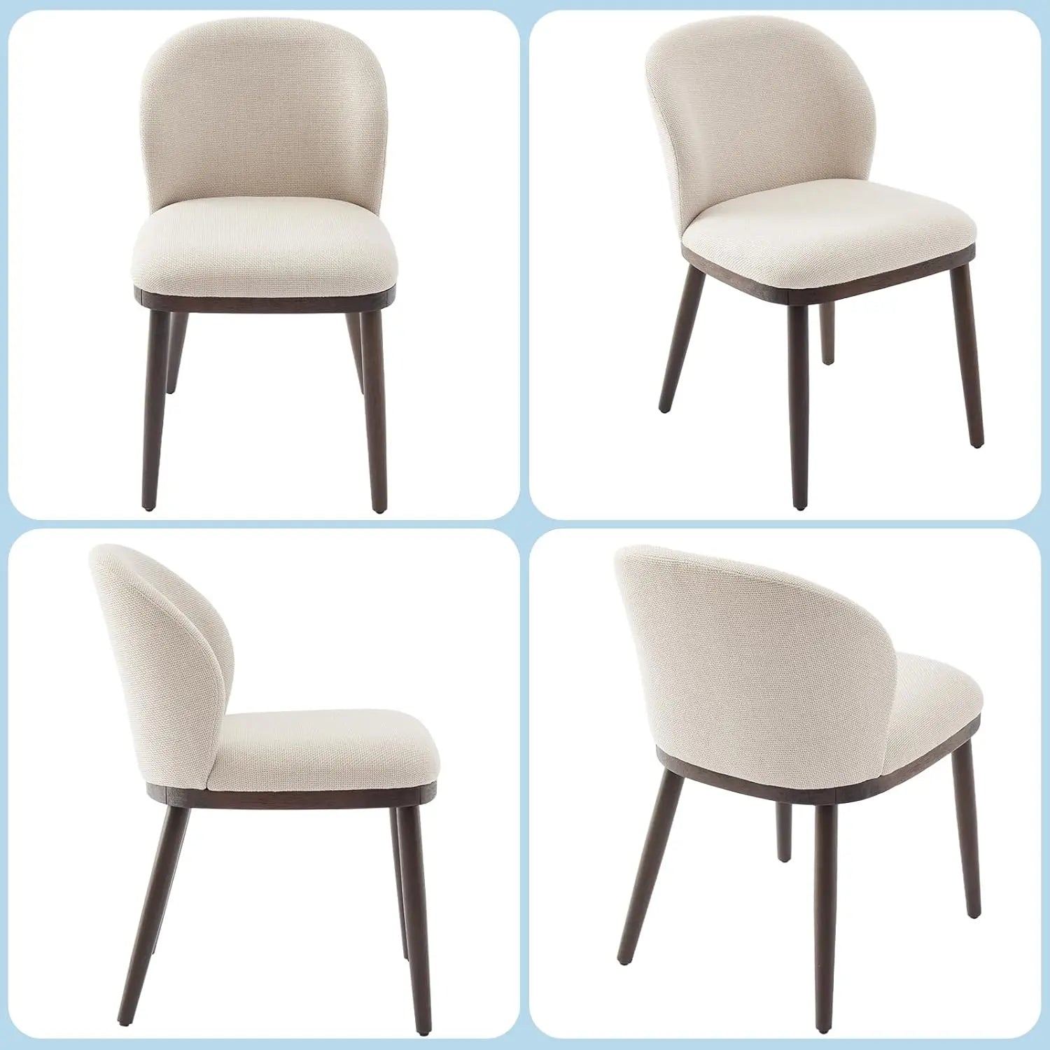 Dining Chairs Set of 2 Modern Upholstered Kitchen Dining Chairs with Ergonomic Back Support Wood Legs for Dining Room, Restauran