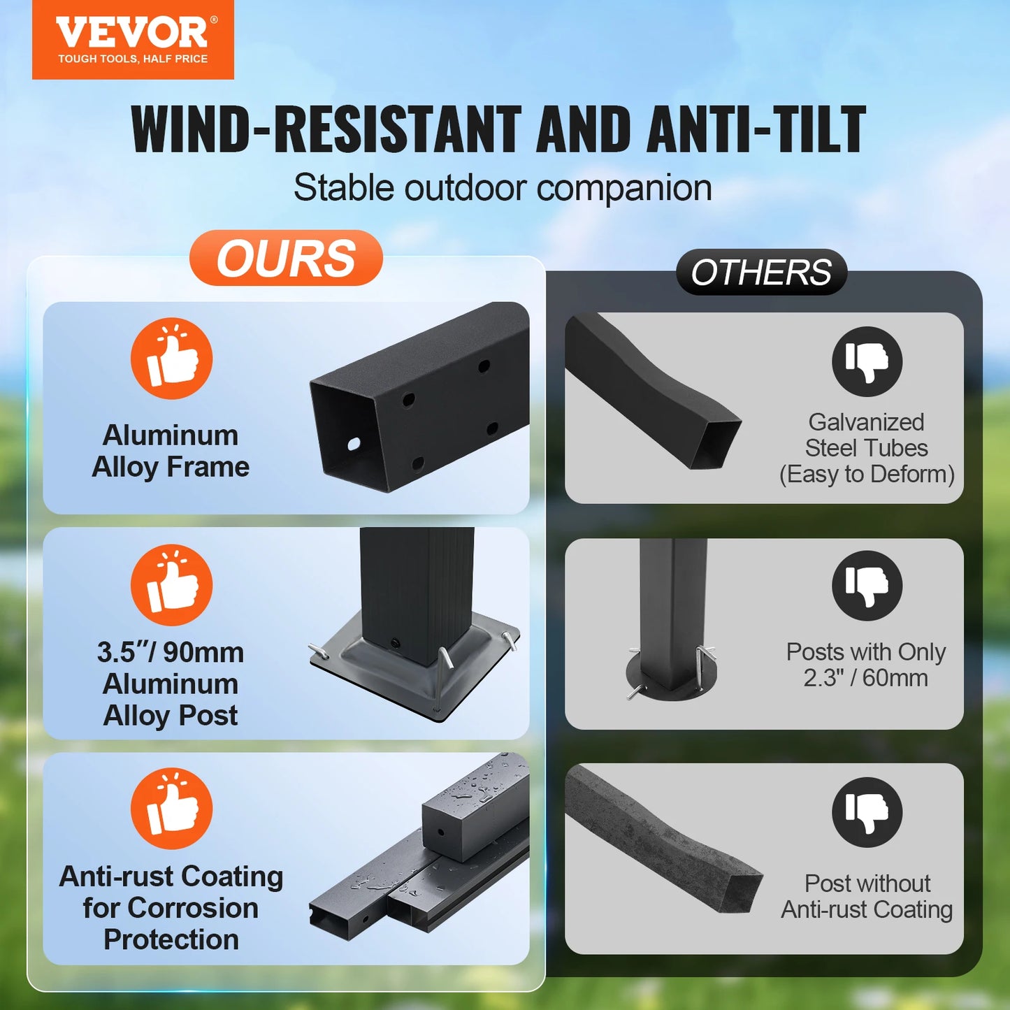 VEVOR Aluminum Outdoor Retractable Pergola With Canopy