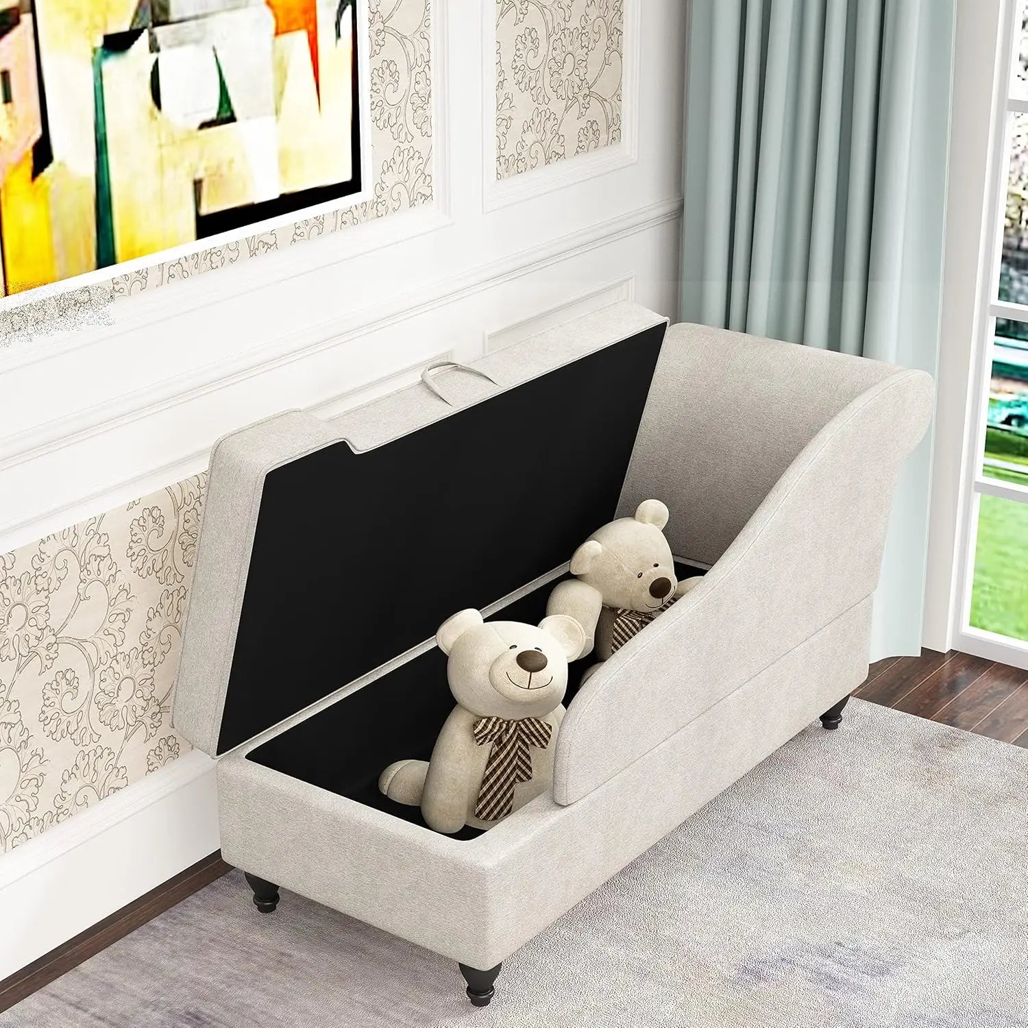 Modern Storage Chaise Lounge Indoor Fabric Chaise Lounges Chair Sleeper Lounge Sofa Recliner Chair for Bedroom, Customized
