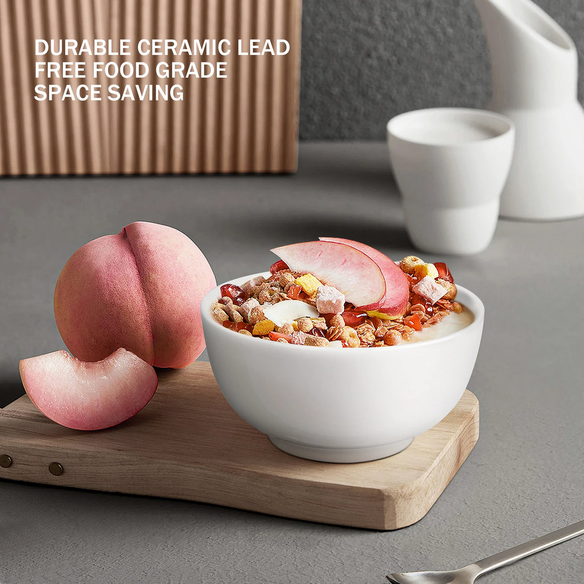 10 Ounce Porcelain Bowls Set 8 Pack Premium White Ceramic Bowls for Cereal, Soup, Salad, Pasta, Microwave &amp; Dishwasher Safe