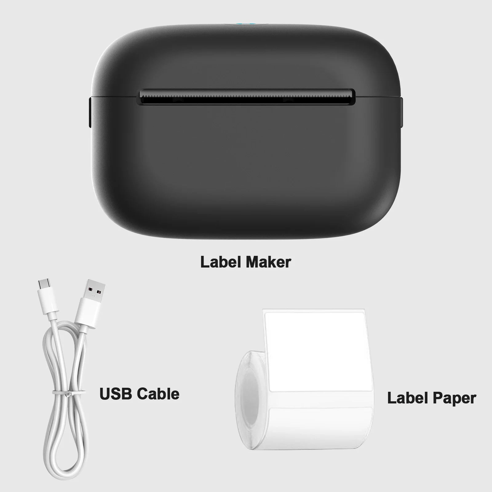 Label Maker Portable Thermal Lable Printer Bluetooth Sticker High Speed Printing 300nim with 1roll Stickable Label Paper USB