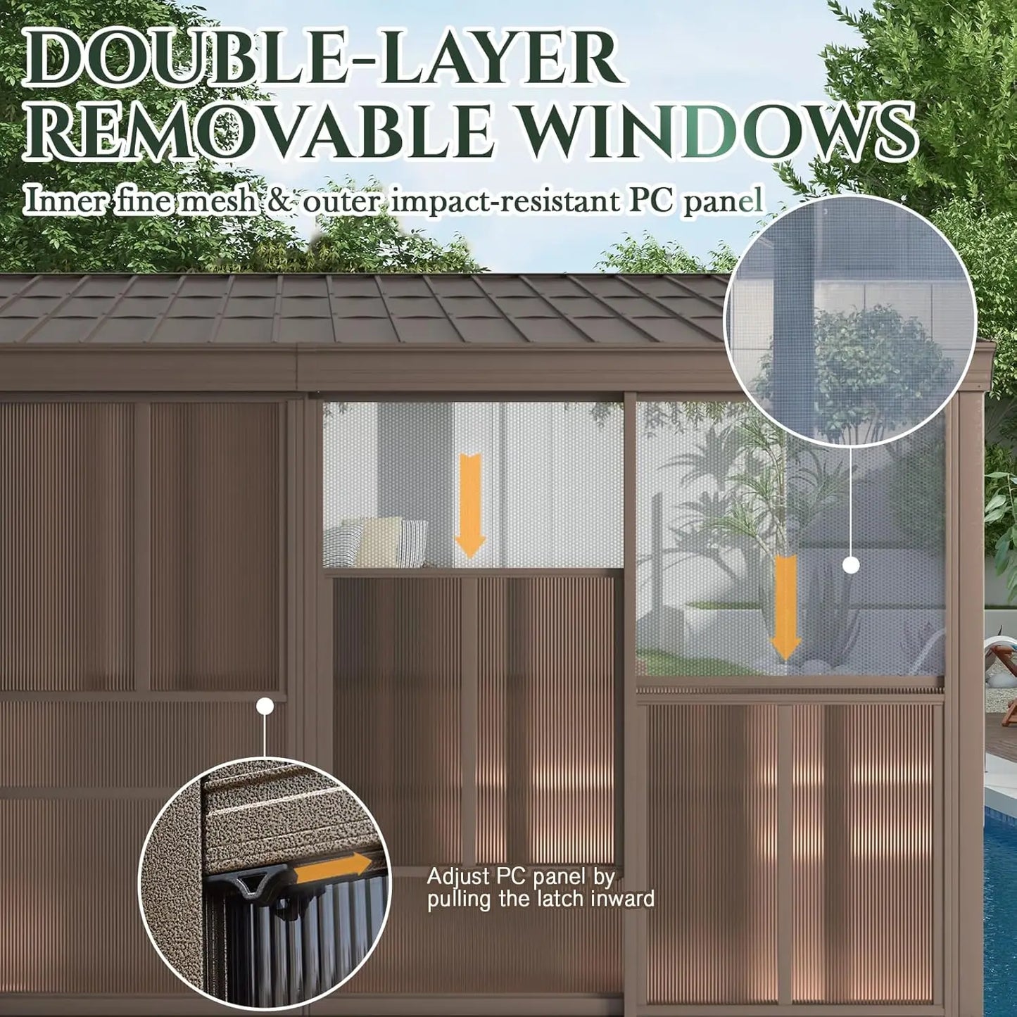 XMSJ Wall Mounted Sunroom With Aluminum Frame And Removable Doors