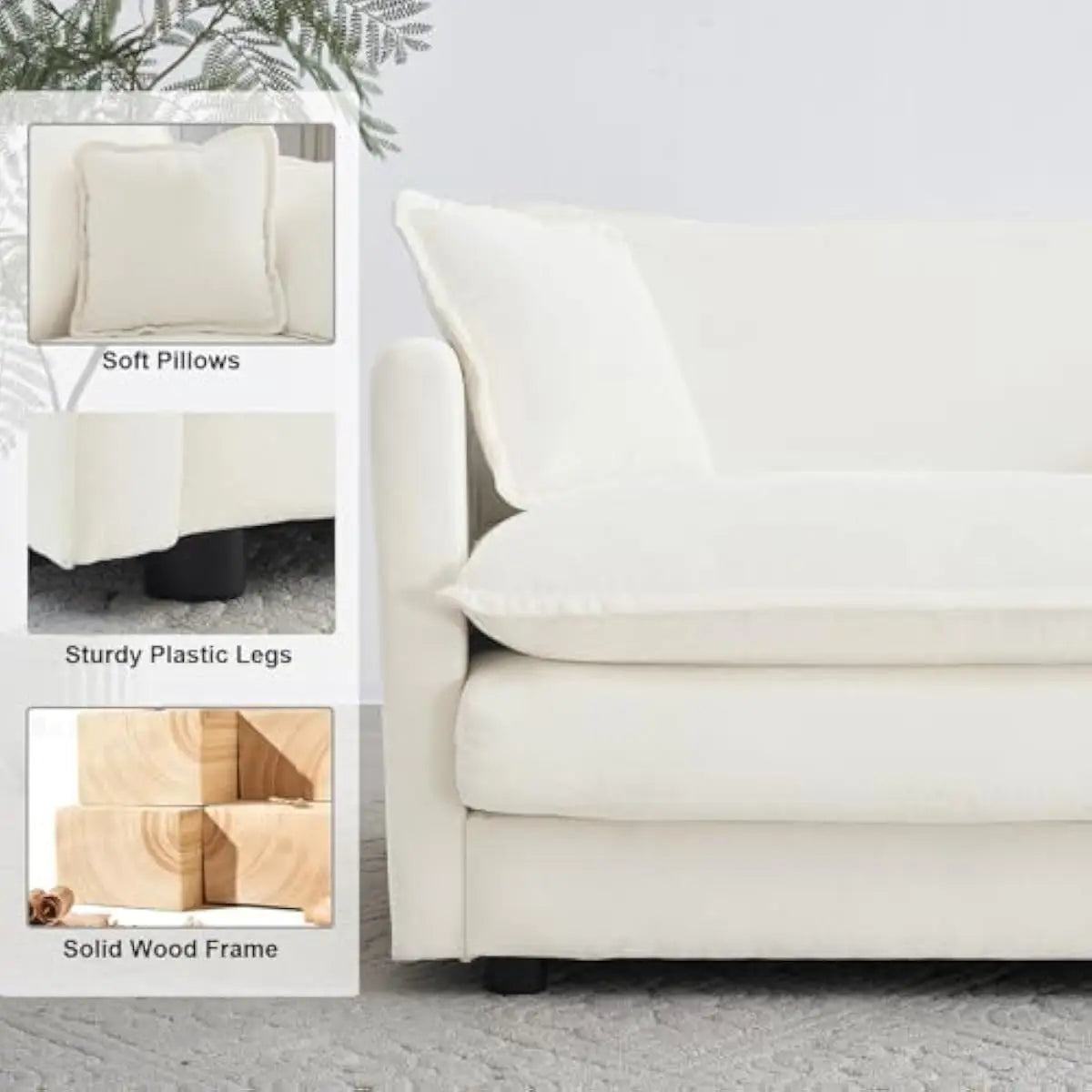 Modern Chenille Armchair With Deep Seat And High Backrest