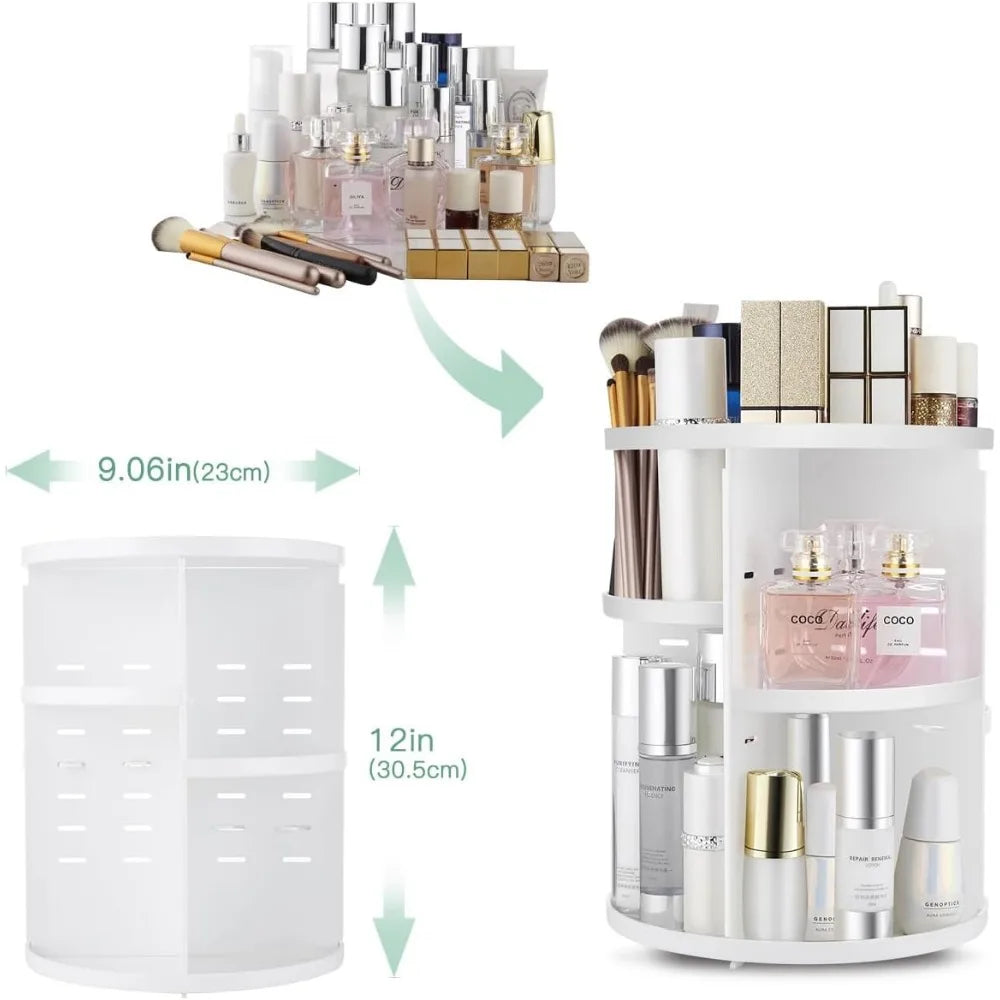 360° Rotating Makeup Organizer With 7 Trays Cosmetic Storage