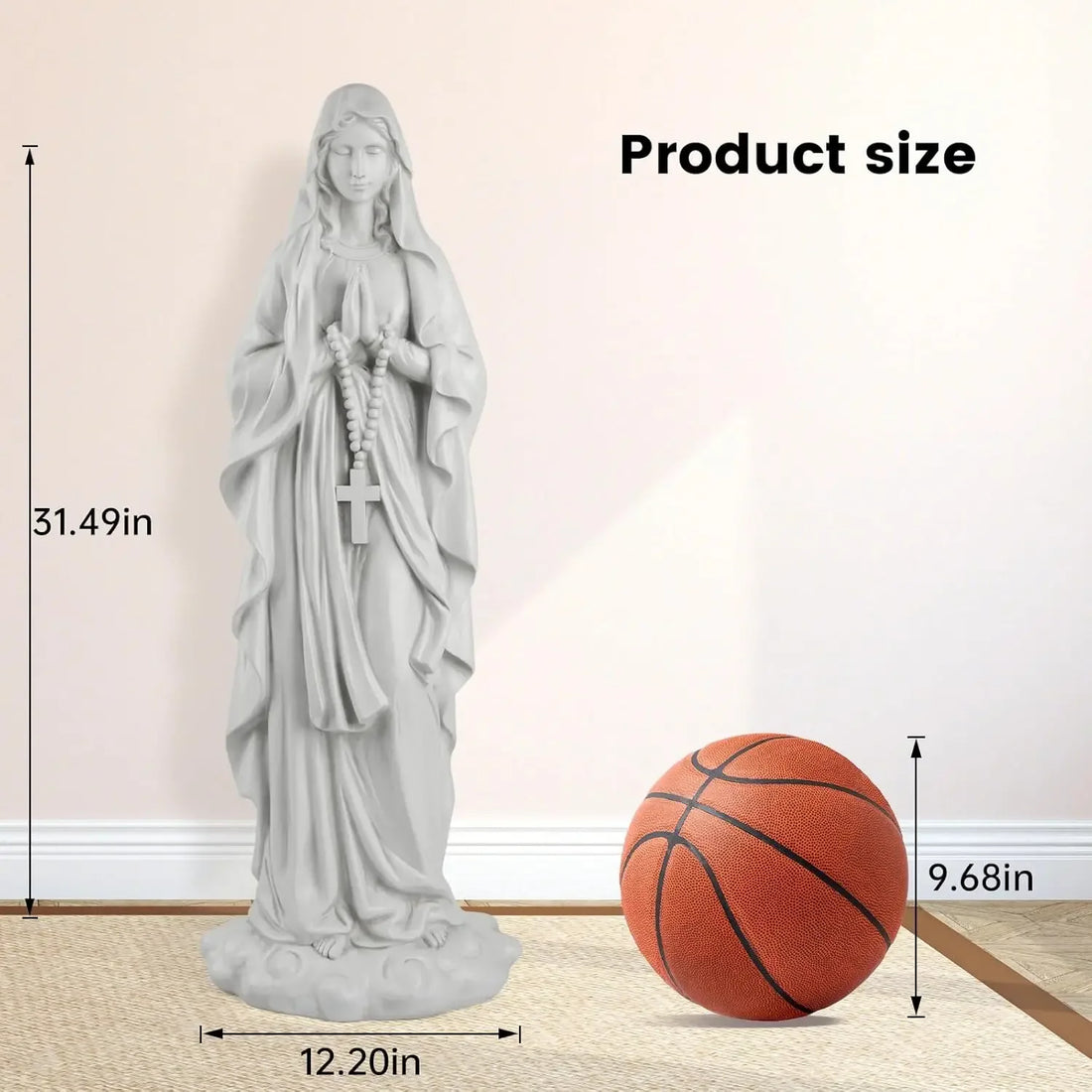 Virgin Mary Praying Statue 31.49 Inch Tall Outdoor Garden Religious Garden Statue Mary Statue Outdoor Yard Patio Deck Home Entry