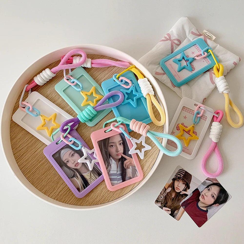 Kpop Photocard Holder Keychain Y2K PhotoCard Holder Kpop Charm Holders Kawaii Photo Card Keychain