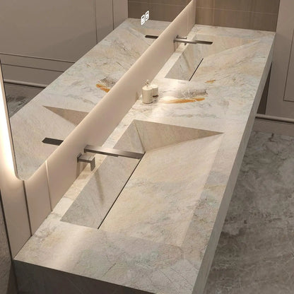 OMGD Stone Bathroom Vanity Set With Integrated Sink Customizable