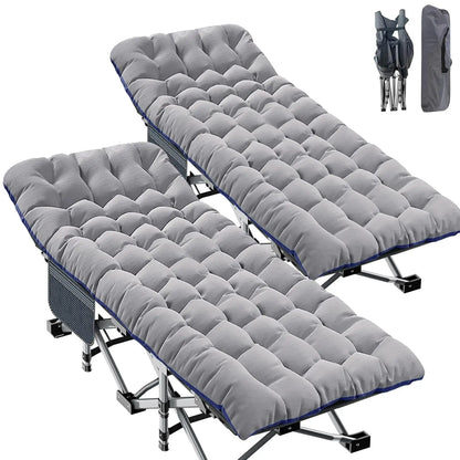 2PK XXL Camping Cot for Adults 900LBS - 78"×32" Oversized Folding Bed with Mattress Pad, Heavy Duty 1200D Oxford, Customized