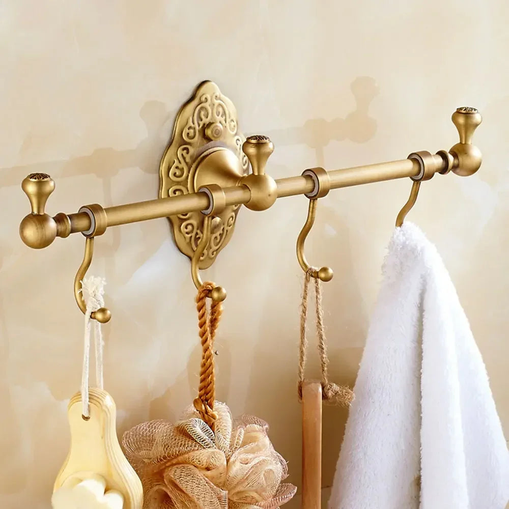 High-concerned Antique-Style Wall Towel Rack Wall Mounted Space-Saving Shelf Organizer