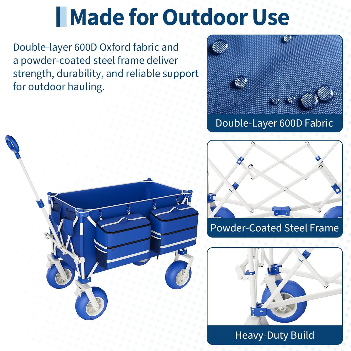 HiMISS Heavy Duty Folding Beach Wagon With All Terrain Wheels
