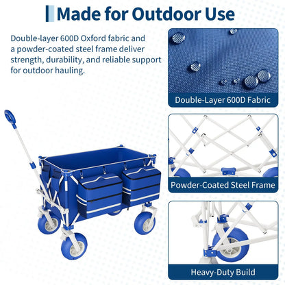 HiMISS Heavy Duty Folding Beach Wagon With All Terrain Wheels