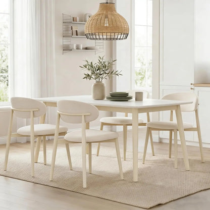 Dining Chairs Set of 4, Metal Kitchen Chairs with Modern Fabric Upholstered for Dining Room, Beige, Customized