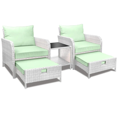 Balcony Furniture 5 Piece Patio Conversation Set, PE Wicker Rattan Outdoor Lounge Chairs with Soft Cushions 2, Customized