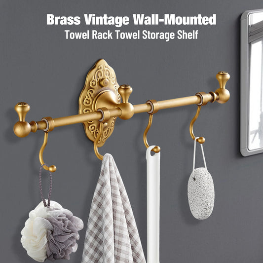 High-concerned Antique-Style Wall Towel Rack Wall Mounted Space-Saving Shelf Organizer