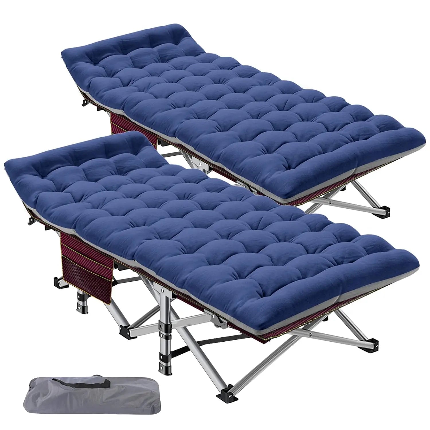 2PK XXL Camping Cot for Adults 900LBS - 78"×32" Oversized Folding Bed with Mattress Pad, Heavy Duty 1200D Oxford, Customized